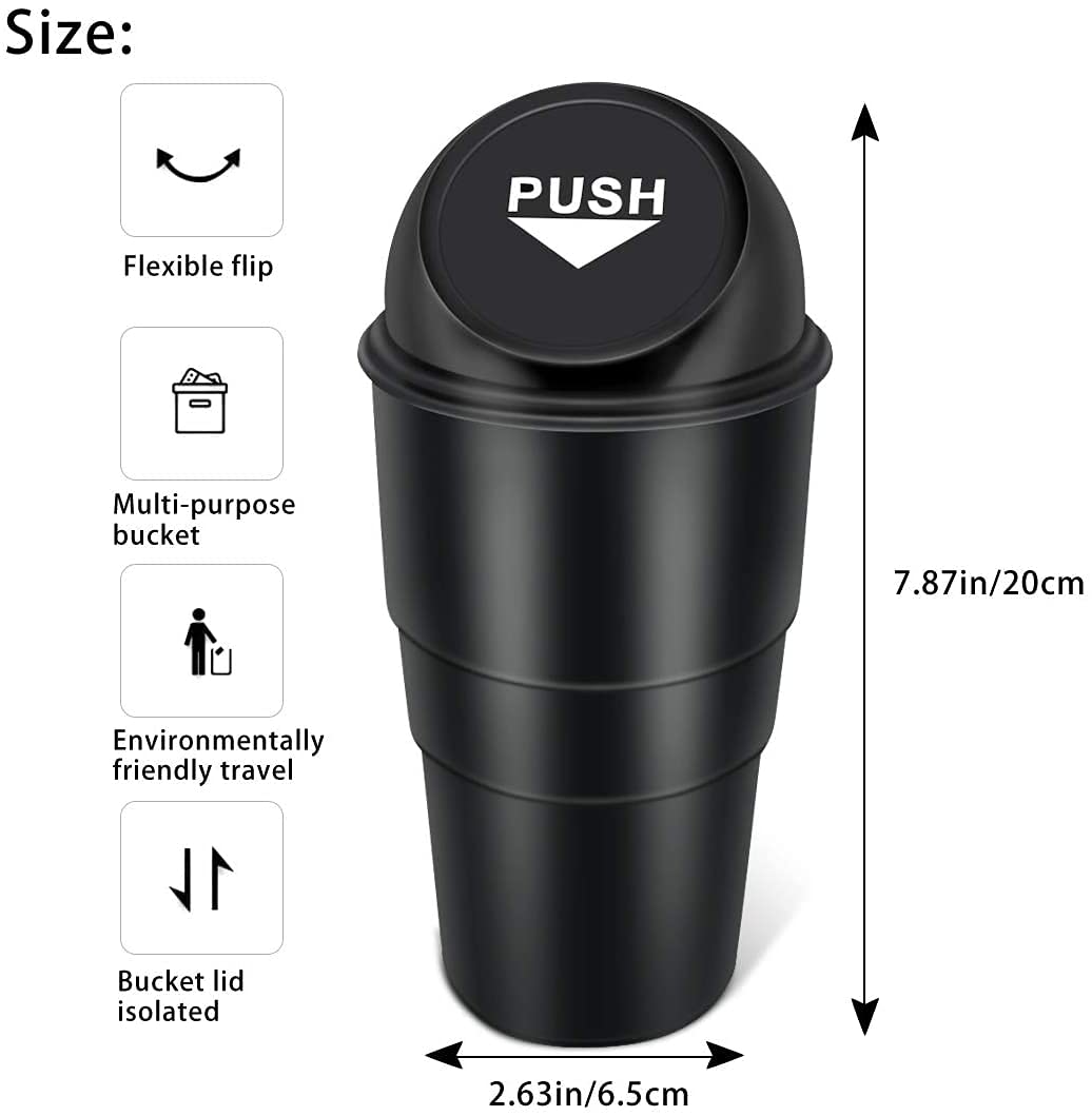 MAPPERZ Small Mini Trash Bin Car Trash Garbage Can for Car Office Home/ Car Mini Trash Plastic Ash Bin - Black
