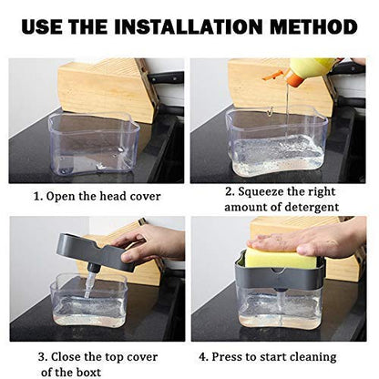 MAPPERZ 2 in 1 Soap Dispenser for Kitchen/ Dishwasher Liquid Holder/ Liquid Dispenser Through Pump with Sponge - 400ML