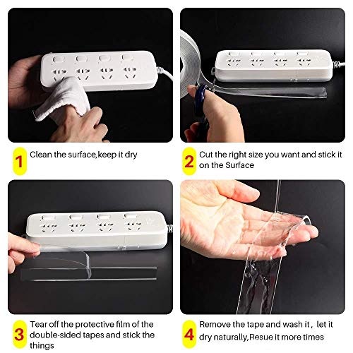 MAPPERZ Multipurpose Double Sided Heavy Duty Tape Removable Clear Tough Adhesive Tape Reusable Strong Wall Picture Hanging Strips Poster Carpet Glass Fixing Decor Tape( Pack Of 1)