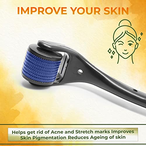 MAPPERZ derma roller 0.5mm for hair regrowth, needle roller hair growth with 540 Titanium micro needles for Scalp, Face & Beardm, 100% Pure Mustard Hair Oil for Hair Growth & Reduces Hair Fall, 100ml