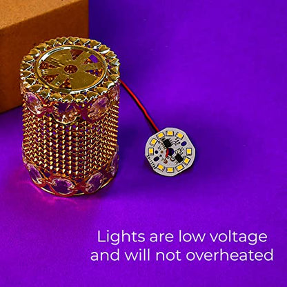 MAPPERZ Golden Metal Hanging Jhoomer Lantern Light, Small Antique LED String Series Fairy Lamp for Home, Balcony, Bedroom, Diwali, Festival Decoration Indian, 200Cm Length, in-Outdoor, PC-1