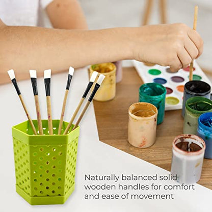 MAPPERZ Wooden Art Brush Set Acrylic Painting Artist Paint Brushes (Pack of 6,Brown)