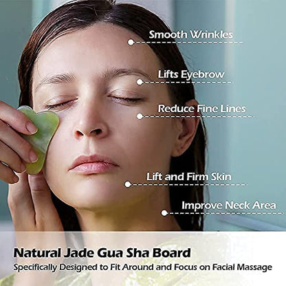 Mapperz Natural Facial Jade Roller Massager Double Sided Face Rolling Massage Stone Beauty Tool for Face Neck Toning