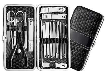 MAPPERZ Manicure Kit/Professional Stainless Steel Grooming Set With Leather Case