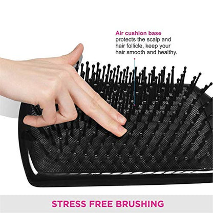 MAPPERZ Hair Straightener Brush/ Large Square Air Cushion Detangle Paddle Brush with Ball Tip Bristles For Professional Hair Styling and Cutting/ Men and Women