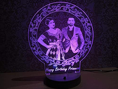MAPPERZ Photo Frame with Light Acrylic 3D Illusion Photo Frame LED Lamp Multicoloured 16 Color Changing Customized and Personalized with Any Photo and Name (Multicolor)
