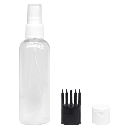 MAPPERZ 1 Cylindrical Shape Bottle Durable Refillable Containers With 1 Spray Atomizer, 1 Root Comb Applicator And Filp Top Cap, For Perfume, Liquids, Shampoo, Body Soap, Lotion, Cream