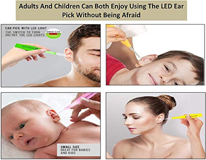 MAPPERZ Earpick Ear Wax Remover with LED Flashlight/Earwax Cleaning & Removal Tool Ear cleaning tools for kids and adults Ear Curette Safety Cleaner pc-1
