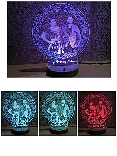 MAPPERZ Photo Frame with Light Acrylic 3D Illusion Photo Frame LED Lamp Multicoloured 16 Color Changing Customized and Personalized with Any Photo and Name (Multicolor)