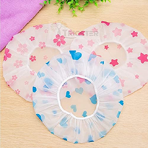 MAPPERZ Reusable Printed Bathing Shower Cap With Elastic Band For Home/Salons/Beauty Parlours For Both Men And Women Bathing Accessory - Multicolor (Pack of 3)