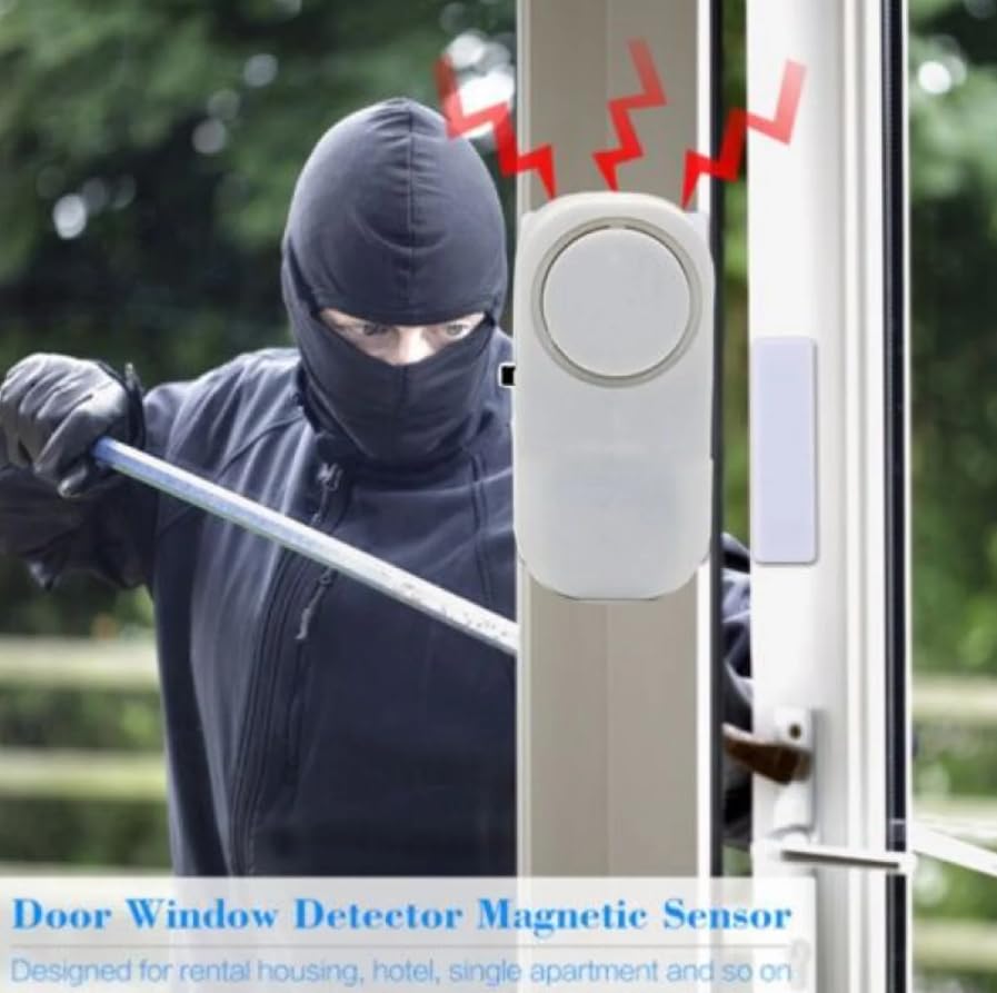 MAPPERZ Wireless Door Window Security Burglar 105 Decibel Door Bell with Magnetic Sensor for Home Office (White)
