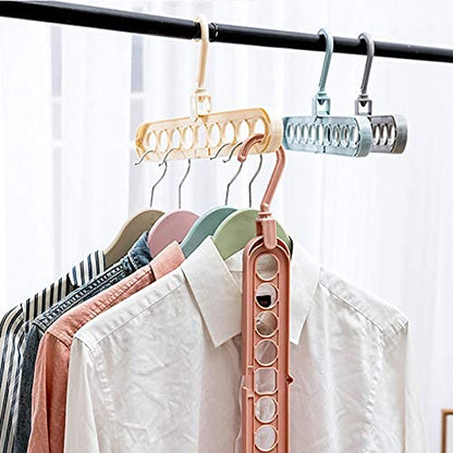 MAPPERZ Space Saving Hangers Multifunctional Smart Closet Organizer/ Wardrobe Clothing Cascading Hanger 9 Slots/ for Heavy Clothes, Shirts Pants Dresses (2)