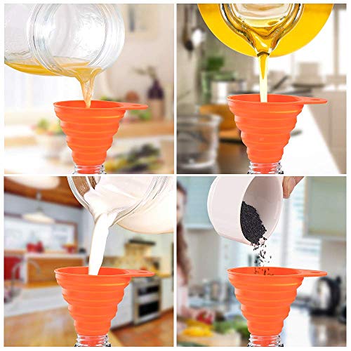 MAPPERZ Heat Resistant Collapsible Silicone Funnel Foldable Hopper for Oil Liquid Kitchen Bathroom