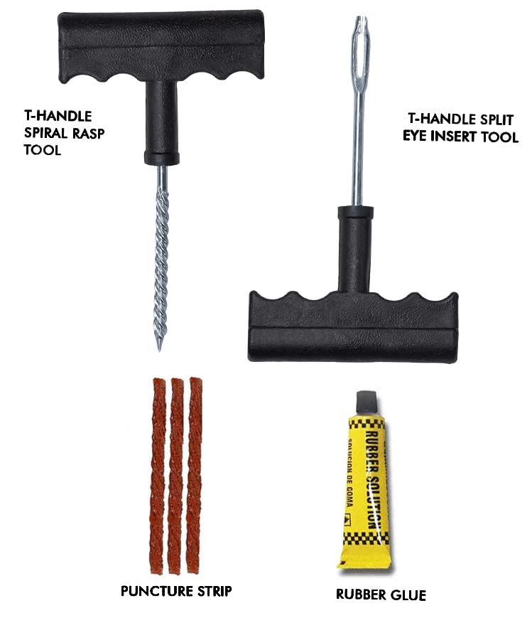 MAPPERZ Heavy Duty Emergency Tire Repair Kit 6 Pcs for Car, Motorcycle, ATV, RV, SUV, Jeep, Autos, Truck, Tractor Universal Flat Tire Puncture Repair Plug Kit, Standard Size