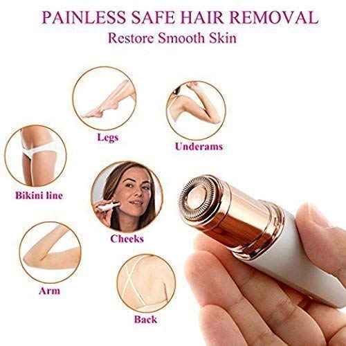 MAPPERZ Painless Electric Eyebrow Trimmer Facial Hair Remover for Women Hair Remover Kit Epilator with Cleaning Brush ((Battery Included))