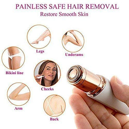 MAPPERZ Painless Electric Eyebrow Trimmer Facial Hair Remover for Women Hair Remover Kit Epilator with Cleaning Brush ((Battery Included))