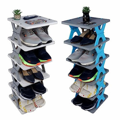 MAPPERZ Shoe Rack Storage Organizer for Bedroom Entryway Space Saver Adjustable shelf Slots Tower Rack for Footwear, Sandles, Slippers