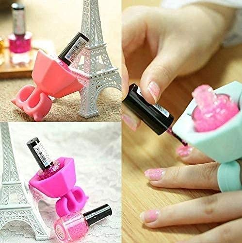 MAPPERZ Flexible Silicone Finger Ring Varnish Wearable Nail Polish Holder Art Tips Display Stand Tool (Set Of 1)