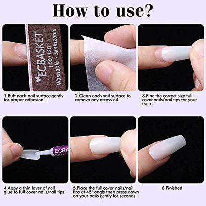 MAPPERZ Reusable Artificial Nails/False Nails Set of 100 Pcs/Fake Nails with 10 Sizes
