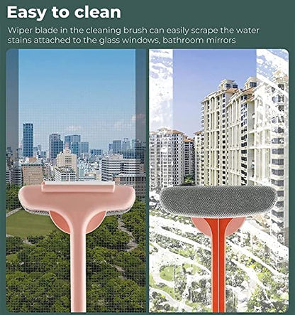 MAPPERZ Window Screen Cleaning Brush | 2 in 1 Multifunctional Screen Brushs | Window Mesh Screen Cleaner | Professional Window Squeegee Cleaning Tool Household, Small Window Brush with Handle Portable