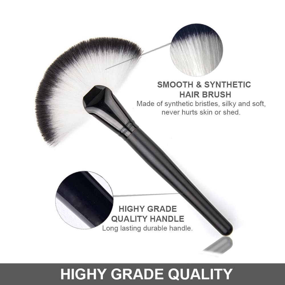 MAPPERZ Professional Fan Makeup Brush Single Soft Face Powder Foundation Blush Sector Fan-shaped Cosmetic Make Up Tool