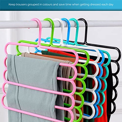 MAPPERZ Layer Multipurpose Multi-Layer Hangers for Clothes/Shirts/Wardrobe/Ties/Pants/Space Saving Hanger/Wardrobe Organizer/Plastic Hangers (Multicolor Colour) (Pack of 6)