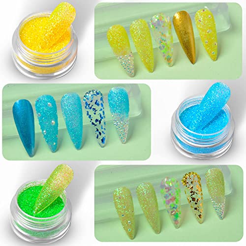 MAPPERZ 24 Pcs Nail Glitter Powder Eye Shadow/Shinning Mirror Glimmer Nail Art Chrome Pigment/Glitters Spangle Makeup Cosmetic - Multicolor