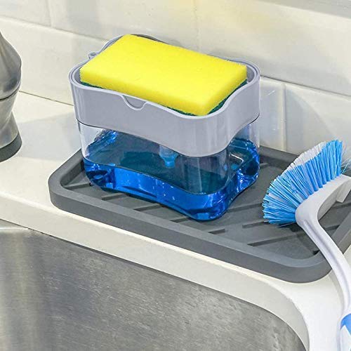 MAPPERZ 2 in 1 Soap Dispenser for Kitchen/ Dishwasher Liquid Holder/ Liquid Dispenser Through Pump with Sponge - 400ML
