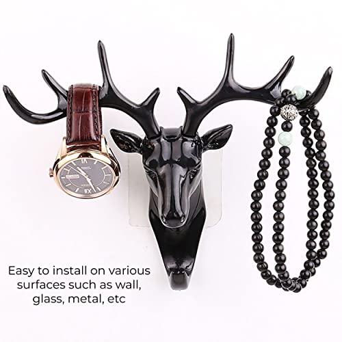 MAPPERZ Deer Head Single Wall Hook / Hanger Animal Shaped Coat Hat Hook Heavy Duty, Rustic, Decorative Gift , Black, Pack of 1