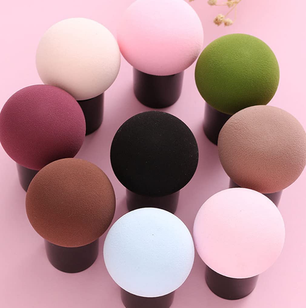 MAPPERZ Pack Of 1 Powder Puff Cosmetic Sponges Mushroom Makeup Brushes Blender Sponge Face Brush Makeup Puff with Handle (Multi Colour)