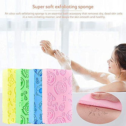 MAPPERZ Ultra Soft Exfoliating Bath Sponge/Asian Bath Sponge For Shower/Japanese Spa Cellulite Massager/Dead Skin Remover Sponge For Body - Multicolor