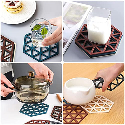 MAPPERZ Silicone Trivet Mats Table Mats Heat Resistant Hot Pans Non-Slip Pot Holders Placemat for Bowl Dishes Kitchen Cooking Dining - Pack of 4