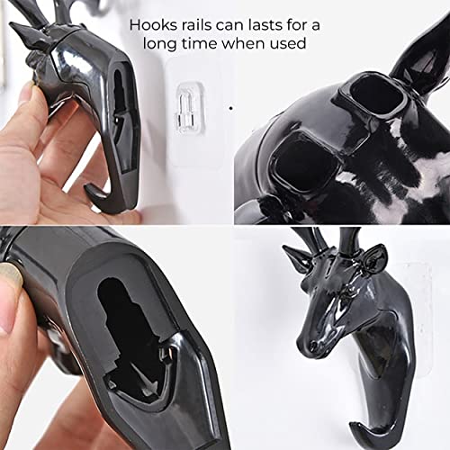 MAPPERZ Deer Head Single Wall Hook / Hanger Animal Shaped Coat Hat Hook Heavy Duty, Rustic, Decorative Gift , Black, Pack of 1