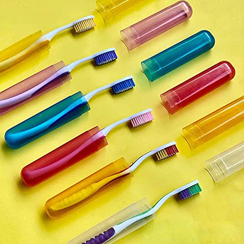 MAPPERZ Plastic Anti Bacterial Toothbrush Container/ Tooth Brush Travel Covers/ Case/ Holder/ Cases - Multicolor (Pack of 6)