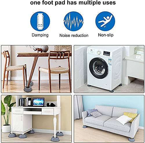 MAPPERZ Washer Dryer Anti Vibration Pads with Suction Cup Feet, Fridge Washing Machine Leveling Support Feet Anti Walk Pads Shock Absorber Noise Cancelling Furniture Lifting Base (4 Piece)(Round, Grey, Big Size)