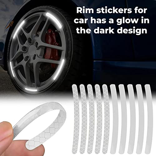 MAPPERZ 20pcs 3D Reflective Wheel Tire Rim Stripe Sticker for Car Motorcycle Cycling Bike Bicycle Night Safety Stripe Universal Anti-Scratch Reflective Rim Stickers -