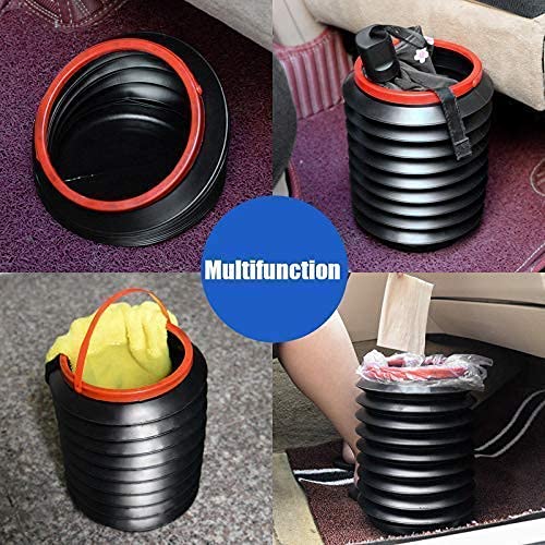 MAPPERZ Car Dustbin Trash Can, Foldable, Collapsible Pop Up Mini Waste Bin, Garbage Organizer with Hanging Strap for Car, Van, SUV, Truck, Home, Black Color, pack of 1