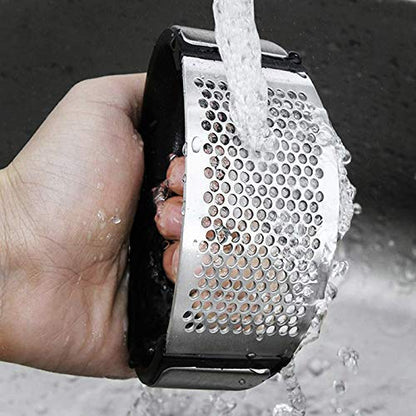 MAPPERZ Garlic Press Crusher for Kitchen/ Stainless Steel Garlic Presser/ Ginger Presser Manual Garlic Presser Curved Garlic Grinding Slicer Chopper for Kitchen