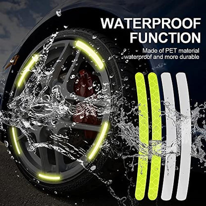 MAPPERZ 20pcs 3D Reflective Wheel Tire Rim Stripe Sticker for Car Motorcycle Cycling Bike Bicycle Night Safety Stripe Universal Anti-Scratch Reflective Rim Stickers -