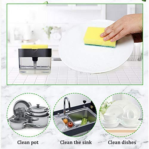MAPPERZ 2 in 1 Soap Dispenser for Kitchen/ Dishwasher Liquid Holder/ Liquid Dispenser Through Pump with Sponge - 400ML