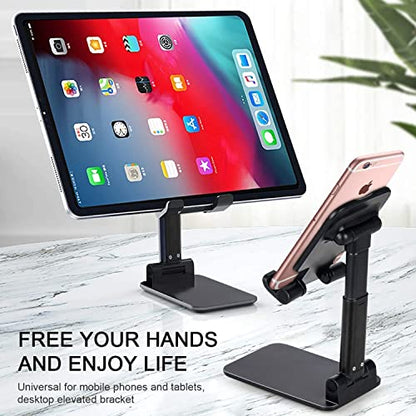MAPPERZ Cell Phone Stand AngleHeight Adjustable Universal Phone Holder for All Smartphones Desk Foldable Cell Phone Holder Cradle Dock Tablet Stand Case Friendly Compatible with Phone iPad Tablet