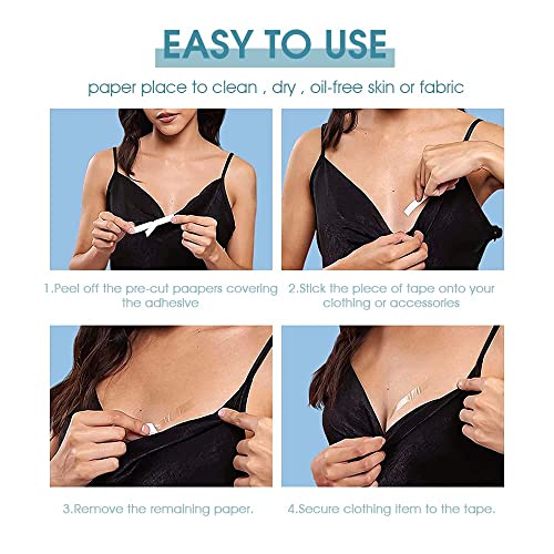 MAPPERZ Double Sided Magic Stickers Tape, One-off Body Clothing, Bra Strip Tape, Clothes Dress, Bra Skin, Bikini, Tape For Shirt Gap, fashion dressing Tape, Transparent Color, Pack Of 2(72 Tapes)
