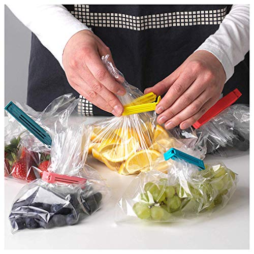 MAPPERZ Food Snack Manual Vacuum Plastic Bag/Pouch Clip Sealer Plastic Snack Seal Sealing Bag/Packet Sealer Clamps (Set of 18, Multi-Color) (Multicolor)