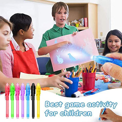 MAPPERZ Invisible Magic Pen with UV-Light Birthday Return Gift Pen for Kids