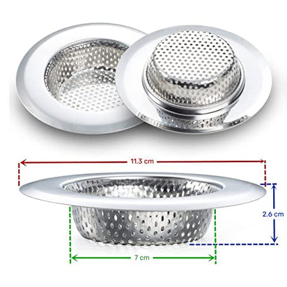 MAPPERZ Kitchen Sink Strainer - Stainless Steel, Large Wide Rim 4.5 Inch Diameter Pack of 2