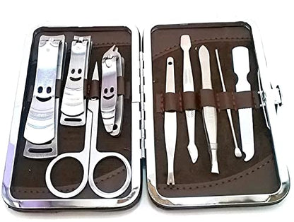 MAPPERZ Professional Manicure Kit/Stainless Steel Grooming Set With Leather Case, Personal Care Nail Clipper Kit, with Luxurious Travel Leather Case (9 In 1)