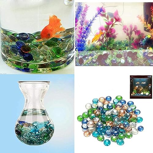 MAPPERZ Blend Reflective Round Glass, Decorative for Natural Fish Tank, Vase Fillers and Landscaping with Flat Bottom Marble Beads for Home Decorative Art Craft Vase