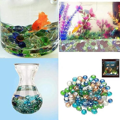 MAPPERZ Blend Reflective Round Glass, Decorative for Natural Fish Tank, Vase Fillers and Landscaping with Flat Bottom Marble Beads for Home Decorative Art Craft Vase