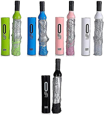 MAPPERZ Wine Bottle Beautiful Travel Umbrella, Automatic, Strong, Durable, Premium Grip, Hidden Folding Umbrella for Rain, Sun Light for 2 Persons for Adult Men Women, Fun Gift, Random Color, 5PC