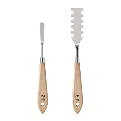 MAPPERZ Stainless Steel Artists Palette Knife Spatula Painting Mixing Scraper Thin and Flexible Art Tools for Oil Painting Acrylic Mixing, Canvas, Cake Icing, Face Painting Knife No. J-2,9 Pack of 02